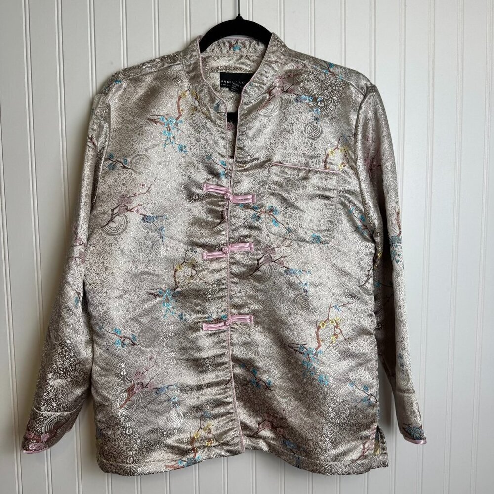 Robert Louis silky Jaquard button front blazer floral pattern size small D43